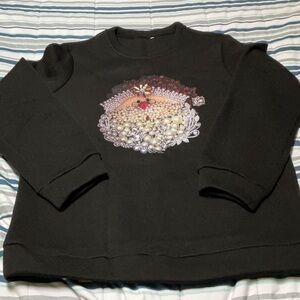 Cute Black Long Sweatshirt